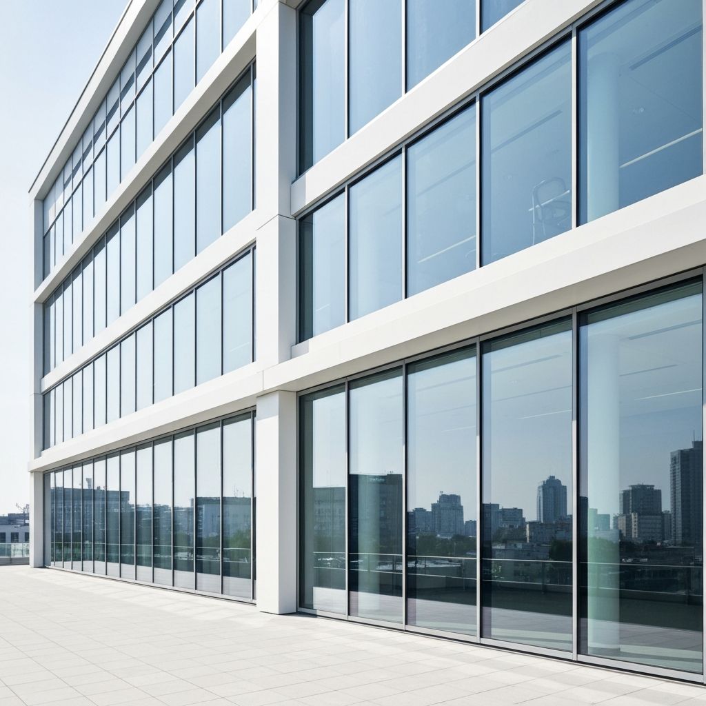 Commercial building glass windows clean modern